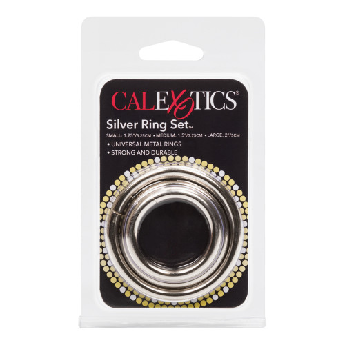 Vòng đeo Dương Vật bằng inox CalExotic Silver Ring Set
